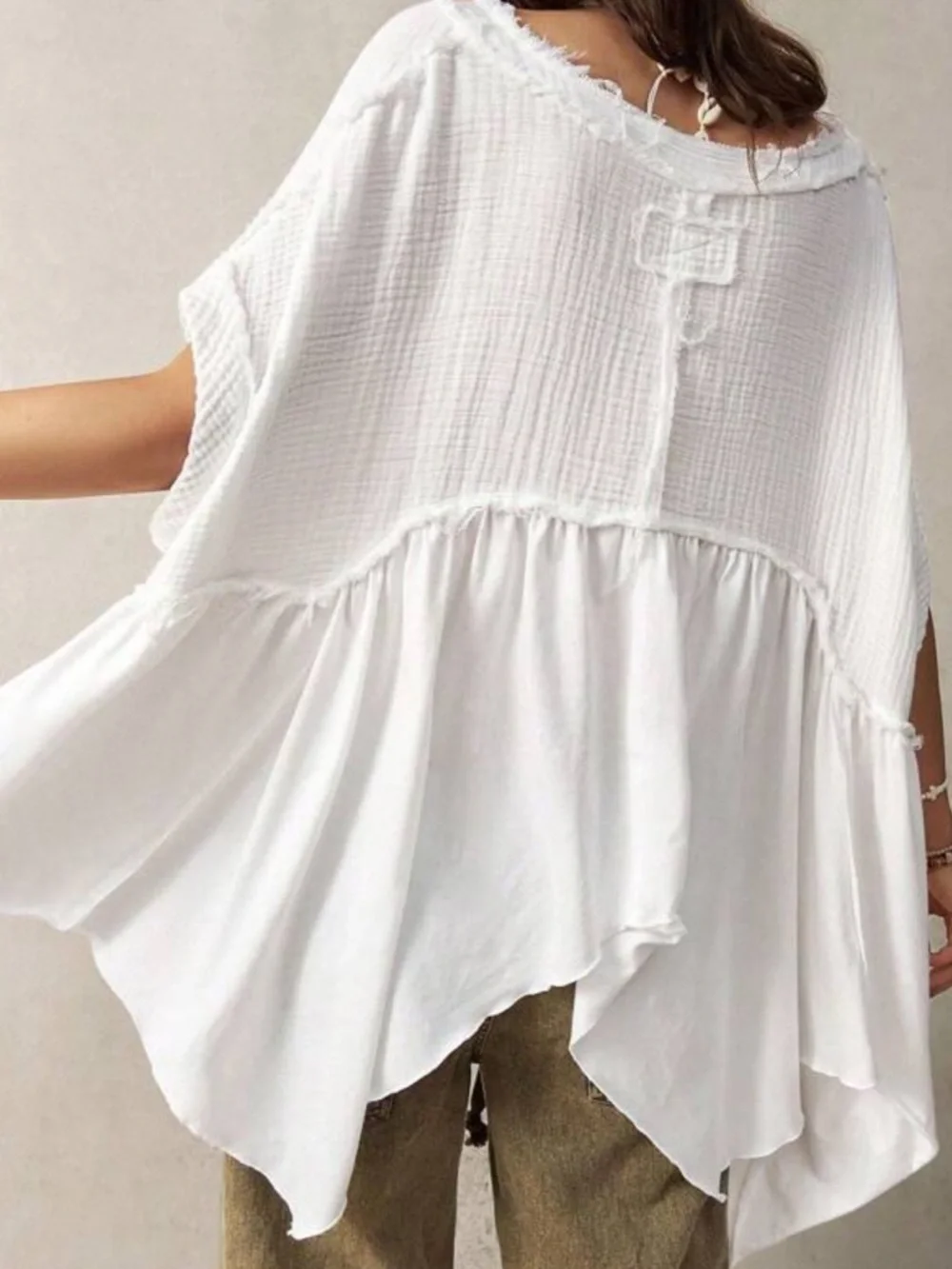 Boho Hippie Asymmetrical Hem Hippie Top Size XS